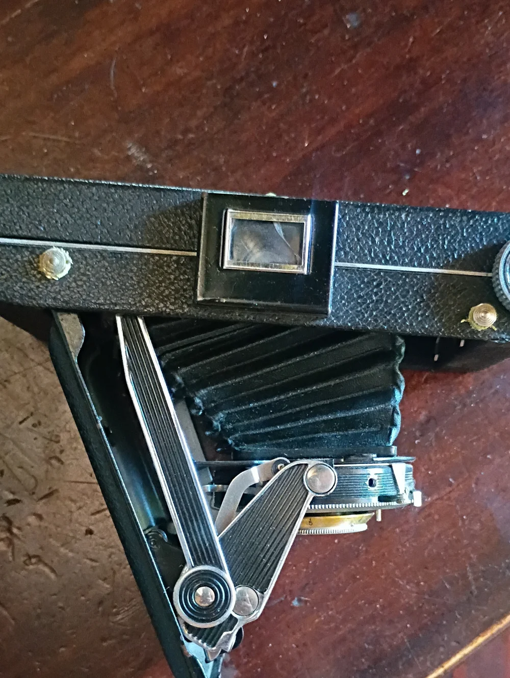 Vintage Folding Bellows Camera in Black with Case